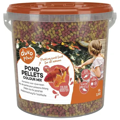 Productafbeelding van Duvo+ Vijver Pellets Kleurmix 10 liter | drijvende kleurversterkende pellets 6 mm voor vijvervissen 10 Liter