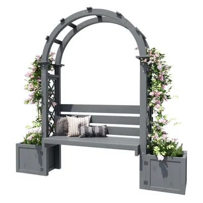 Produktbild von Pflanzkübel, Pflanzgefäß mit Spalier als Rankhilfe, Blumenkübel mit viel Platz, Blumenkasten Pflanzenkasten, Pflanzkübel mit Spalier und Sitz