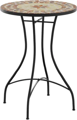 Produktbild von Bistrotisch mit Keramik-Mosaikplatte in Terrakottarot und Weiß für Terrasse und Balkon