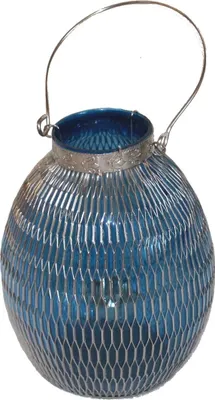 Produktbild von 110 Orientalische Tischlaterne aus Glas, metallumwoben, blau, 16 x 22 cm
