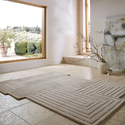 Produktbild von Wollteppich Zen Shaped Geometrisch, Wohnzimmer Natur Rechteckig 200x290 | 100% Wolle, Rücken aus 75% Baumwolle, 25% Polyester | Florhöhe: 12 cm