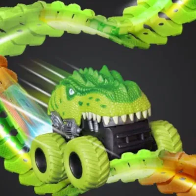 Produktbild von Zusatz Dinosaurier-Autokarosse, Monstertrack für LUMITRACK Auto Rennset, Grün - LUMISHELL