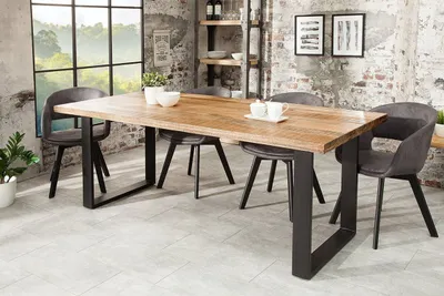 Obrázek produktu pro Jídelní stůl průmyslový design dřevo kov 160 x 90 x 77 cm Jídelní stůl