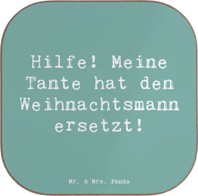 Produktbild von Mr. & Mrs. Panda Untersetzer für Gläser Spruch Tante Weihnachten - Meeresbrise - Geschenk, Liebe, Holzuntersetzer, Geschenke, einzigartige Designs, Tischuntersetzer