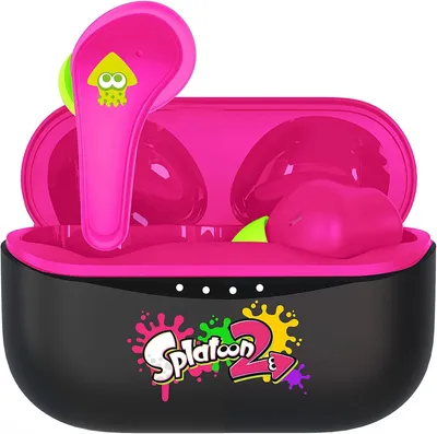 Produktbild von Splatoon 2 Kopfhörer, kabellos, Bluetooth V5.0, mit Ladebox, schwarz/rosa