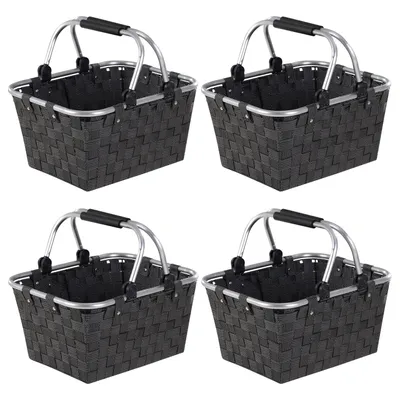 Produktbild von Einkaufskorb - 40 x 30 cm - Schwarz - Kunststoffgeflecht - Aluminium - 4er Set