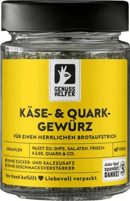 Produktbild von Käse- Quarkgewürz, gemahlen, für Frischkäse und Quark, zum Würzen von Brotaufstrich, 45g im Glas