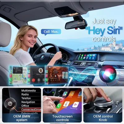 Imagen del producto de Radio para coche con pantalla táctil de 10,25 pulgadas, sistema Linux, compatibilidad con Carplay, potencia de 4x45W, formato doble DIN, compatible con BMW Serie 5 F10 F11