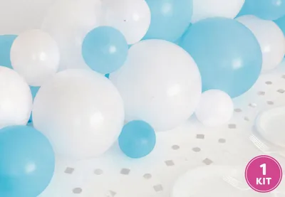 Produktbild von Luftballon Deko Set hellblau weiß mit Konfetti