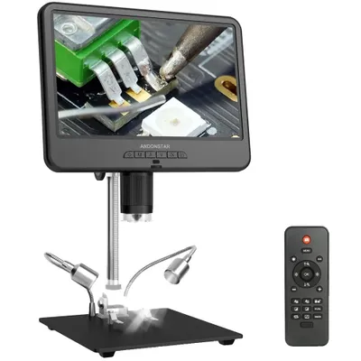 Obrázek produktu pro Digitální mikroskop, 10,1” LCD, HD foto a video nahrávání, nastavitelné LED osvětlení pro pájení, 10,1 palce