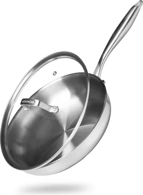 Produktbild von REISHUNGER Edelstahlpfanne unbeschichtet mit Deckel (⌀ 28 cm) - ofenfest bis 220 Grad - Perfekt für heißes Anbraten