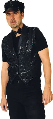 Produktbild von K35295401-50-52 schwarz Herren Paillettenweste Partyweste Gr.50-52
