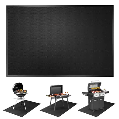 Produktbild von Feuerschutzmatte 100x150cm für Grill & Feuerstelle – Hitzebeständige Unterlage für Terrasse, Rasen, Camping & Holzböden