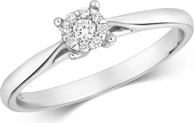 Produktbild von Funkelndes Feuer 9 Karat (375) Weißgold Damen - Diamant Solitärring Brillant-Schliff 0.08 Karat G - I1 I2, 50 (15.9); TRS317169KWRSK