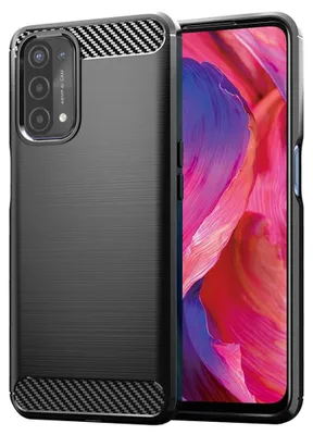 Produktbild von Techsuit Carbon Silicone Back Cover Hülle für Oppo A54 5G / A74 5G - Schwarz