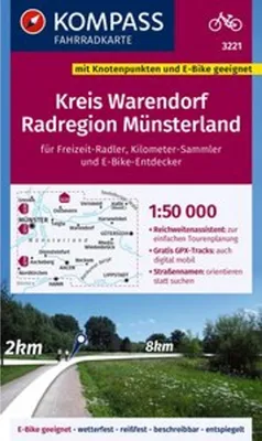 Produktbild von KOMPASS Fahrradkarte 3221 Kreis Warendorf - Radregion Münsterland mit Knotenpunkten 1:50.000
