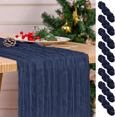 Produktbild von 8 Stück Dunkelblaue Käsetuch Tischläufer 45x275cm für Hochzeit und Feier