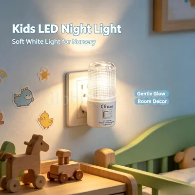 Produktbild von LED-Nachtlicht 0,5 W mit 4 LEDs, Steckdosenlampe mit Ein-/Ausschalter, weißes Licht für Schlafzimmer, Flur und Kinderzimmer