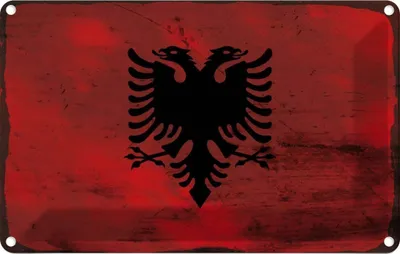 Produktbild von vianmo Blechschild 12x18 cm Albanien Albania Rost Flagge Fahne Wappen