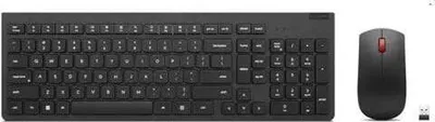 Zdjęcie produktu dla Lenovo 4X31N50752, Pełnowymiarowy (100%), Bezprzewodowy, RF Wireless, Czarny, Dołączona myszka