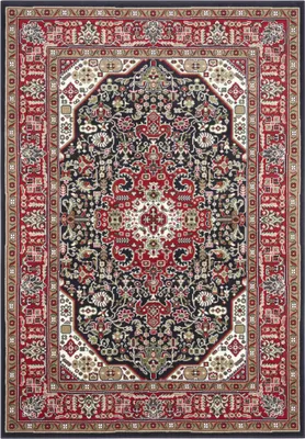 Zdjęcie produktu dla Dywan tradycyjny do salonu 80x150cm, klasyczny wzór granatowo czerwony