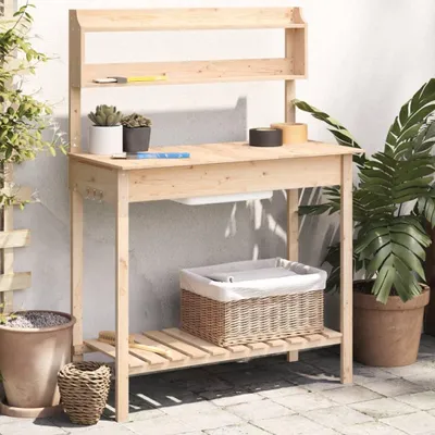 Obrázek produktu pro Přesazovací stůl se dřezem šedý 147,5x44x139,5 cm masivní jedle Přírodní