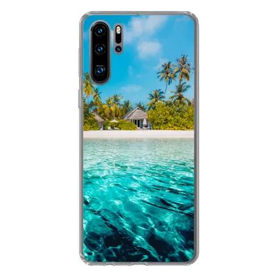 Produktbild von MuchoWow® Handyhülle Schutzhülle Hülle für Huawei P30 Pro Strand - Palmen - Meer Silikon Softcase Handy Hülle - Schutzdeckel