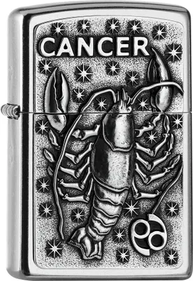 Produktbild von Zippo Benzin-Feuerzeug Street Chrom Plakette Cancer 2006504, unbefüllt