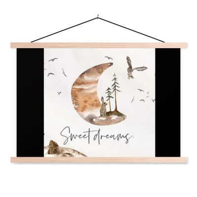 Produktbild von MuchoWow® Textilposter Zitate - Kinder - Sprichwörter - Süße Träume - Jungen - Mädchen - Kinder 60x40 cm mit holzfarbenen Rahmen - Bilder