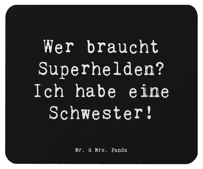 Produktbild von Mr. & Mrs. Panda Mouse Pad Spruch Liebe Schwester - Schwarz - Geschenk, Unterstützung, Familie, Geschwisterliebe, mousematte, pc mousepad, handgemacht, Familiengeschenk