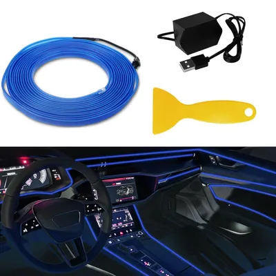 Obrázek produktu pro LED osvětlení do interiéru auta, modré, 5 metrů, napájení USB, ambientní osvětlení