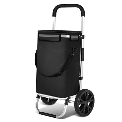 Image de Chariot d'achat Jopassy Chariot d'achat pliable Trolley léger en aluminium avec 40L Grande capacité Sac thermique