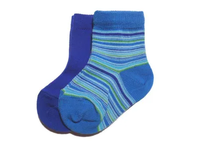 Produktbild von Kinder Socken 2-er Pack aus Baumwolle Feine Ringel und Uni Mittelblau Größe 17-18