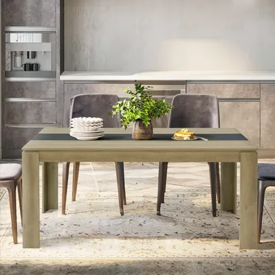 Image de H.J WeDoo 160 x 70 x 75 cm table de salle à manger, table de cuisine, pour 4-6 personnes, table, pour salle à manger, petite table de salle à manger, chêne et noir