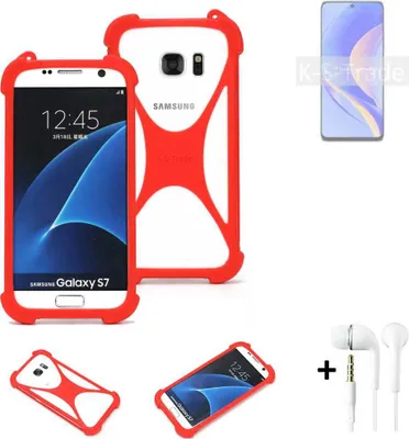 Produktbild von Handy-hülle + Kopfhörer kompatibel mit Huawei Enjoy 50 Pro Schutz-hülle Bumper Silikon Schutz Hülle Cover Case Silikoncase Silikonbumper TPU