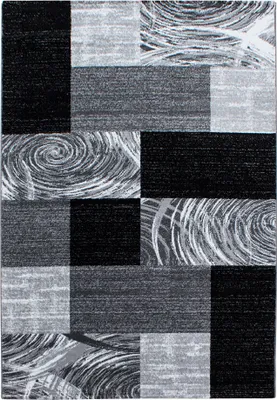 Image de Tapis de couloir pour salon, noir, 80x150 cm, design abstrait à carreaux