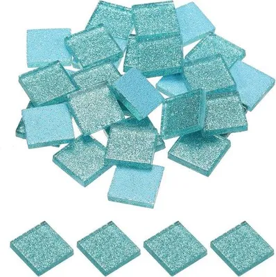 Obrázek produktu pro Malé křišťálové mozaikové kamínky 2 x 2 cm, světle modré, lesklé, dekorativní