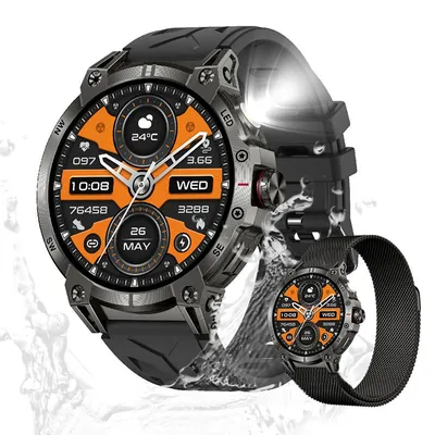 Produktbild von Valdus Herren Smartwatch 1,8 Zoll Robust Fitness-Tracker mit Telefonfunktion, Bluetooth-Anruf, Herzfrequenz, Android/iOS, Luxus Armbanduhr – Schwarz