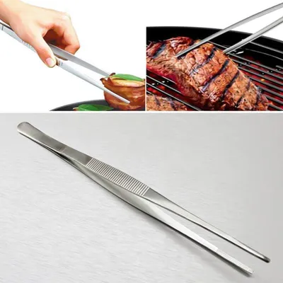 Produktbild von Grillzange aus rostfreiem Stahl 304 mit langem Griff - multifunktionale Küchenzange zum Grillen - 30 cm Länge - praktisch beim Zubereiten von Mahlzeiten