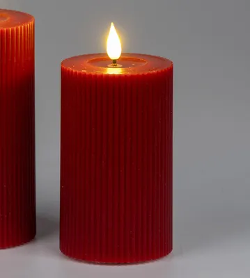Produktbild von LED Kerze STREIFEN H. 15cm D. 7,5cm rot mit Timer Formano