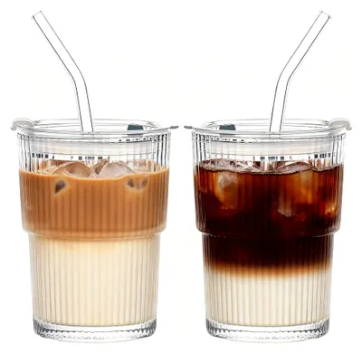 Produktbild von 2er-Set geriffelte Glasbecher