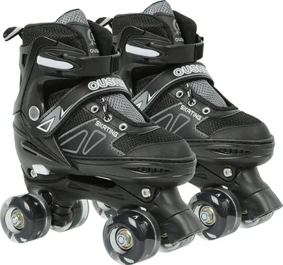 Image de Patins inline enfants Taille réglable pour filles garçons débutants S : 27-32 noir