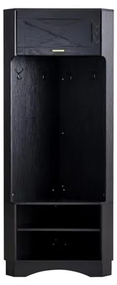 Produktbild von Garderobenset Modern, Garderobenschrank für den Flur mit Kleiderstange, 4 Haken, Schuhschrank und Aufbewahrungsfach, B53xT53xH180 cm, Schwarz, für Eingangsbereich und Schlafzimmer