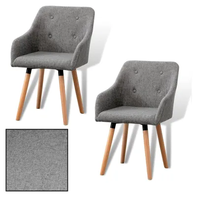 Produktbild von Esszimmerstuhl 2er Set Vintage mit Stoffbezug und Holzgestell in Grau