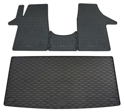 Rigum Gummi Fußmatten + Kofferraumwanne im Set für VW T5 / T6, schwarz