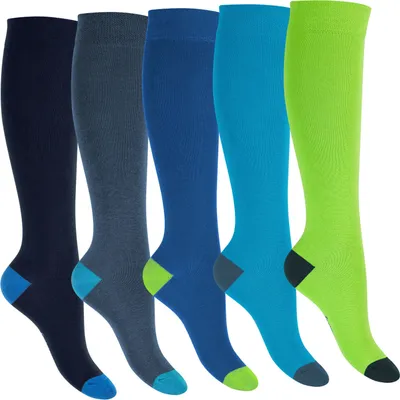 Produktbild von Footstar Kinder Baumwoll Kniestrümpfe (5 Paar) mit abgesetzter Ferse und Spitze - Caribbean 31-34