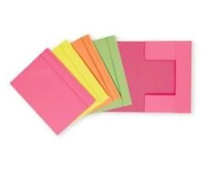 Productafbeelding van Favorit map met 3 ringbanden en elastische sluiting, afmetingen 25x34,5 cm, rugbreedte 0-3 cm, verkrijgbaar in neonkleuren, verpakking van 25 stuks