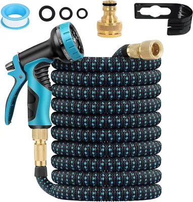 Image de Tuyau d'arrosage extensible - Tuyau d'eau extensible - Arroseur de jardin - Latex à 3 couches - 30 mètres - 100 tf