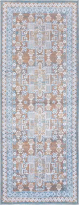 Produktbild von Teppich Wohnzimmer Schlafzimmer - 80x300 cm - Kurzflor - Waschbar - Anti-Rutsch Rückseite - Beige Läufer