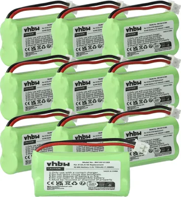 Produktbild von vhbw 10x Akku kompatibel mit Siemens Gigaset A140, A140 TRIO, A12, A140 weiß, A140 DUO, A14, A120 schnurlos Festnetz Telefon (700 mAh, 2,4 V, NiMH)